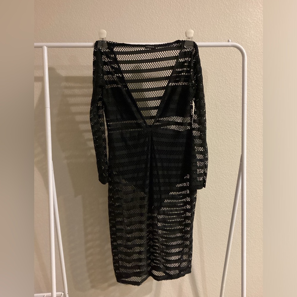 PLT black mesh party dress.
